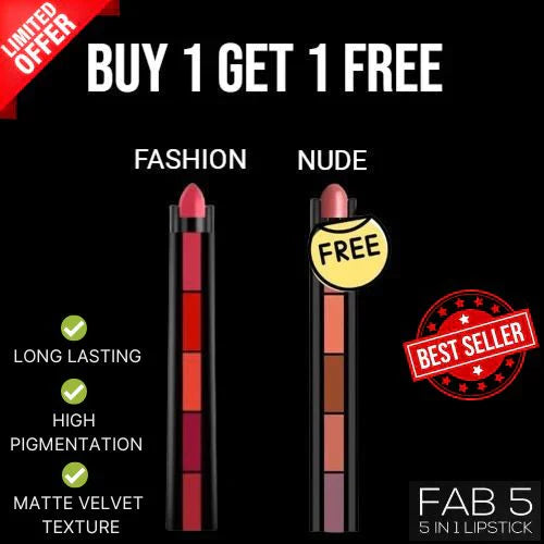5 in 1 Lipsticks (Buy 1 Get 1 FREE) – Limited time Offer !