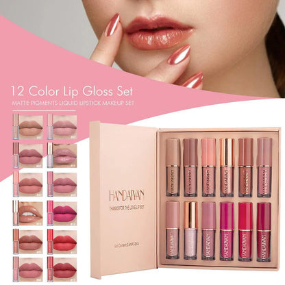 12-Piece Handaiyan Lip Gloss & Matte Lipstick Set