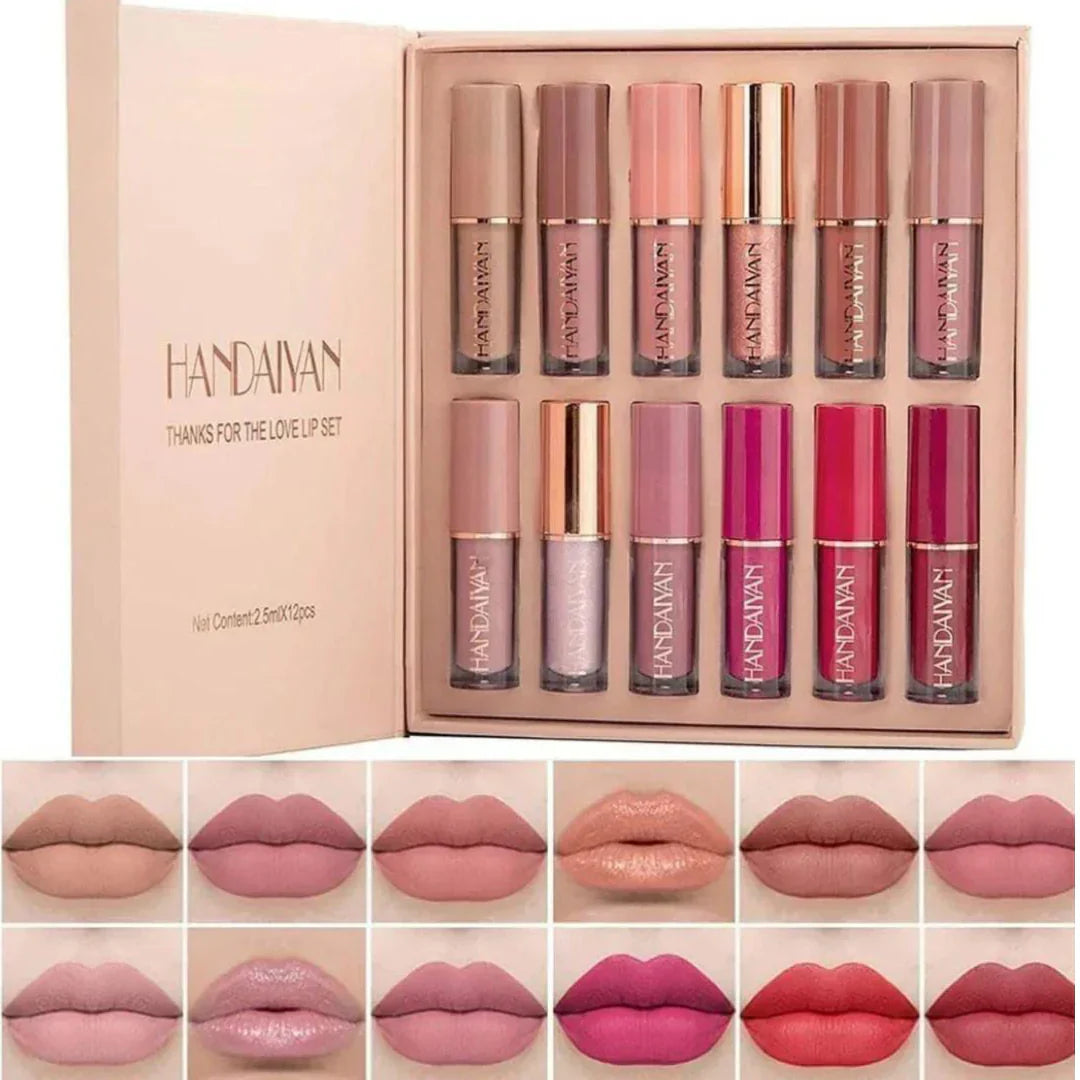 12-Piece Handaiyan Lip Gloss & Matte Lipstick Set