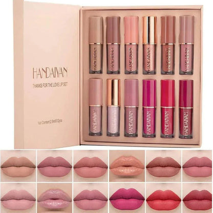 12-Piece Handaiyan Lip Gloss & Matte Lipstick Set
