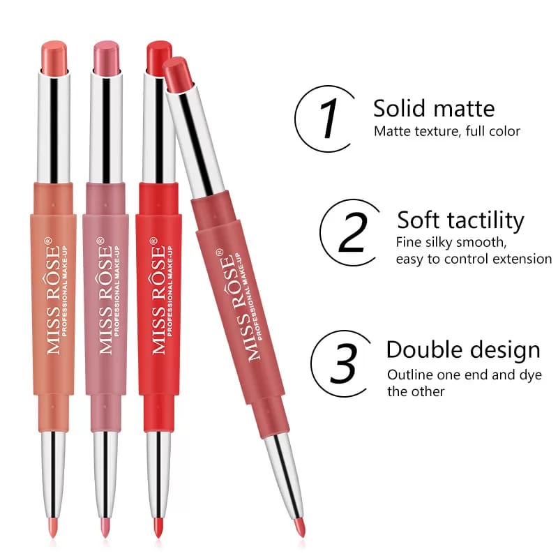 Miss Rose 2 in 1 Lip Liner and Lipstick pack of 4